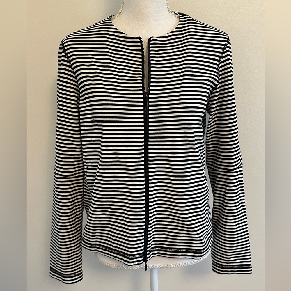 Lafayette 148 New York | Black and White Striped Light Jacket